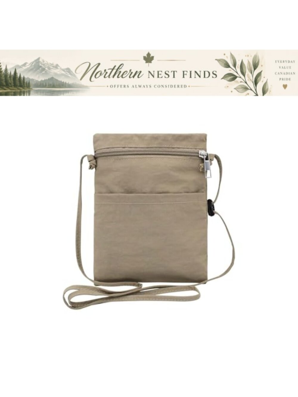 Ultra Thin Lightweight Nylon Crossbody Phone Purse with Zipper